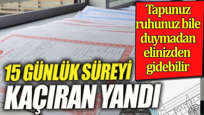 Tapuda 15 günlük süreyi kaçıran yandı. Ruhunuz bile duymadan elinizden gidebilir