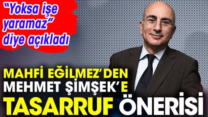 Mahfi Eğilmez'den Mehmet Şimşek'e tasarruf önerisi. 'Yoksa işe yaramaz' diye açıkladı