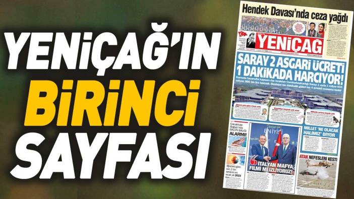 Yeniçağ Gazetesi'nin 1. sayfası