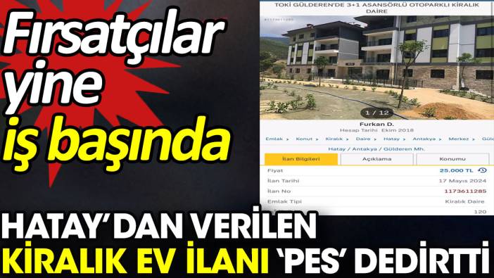 Hatay’dan verilen kiralık ev ilanı ‘Pes’ dedirtti. Fırsatçılar yine iş başında