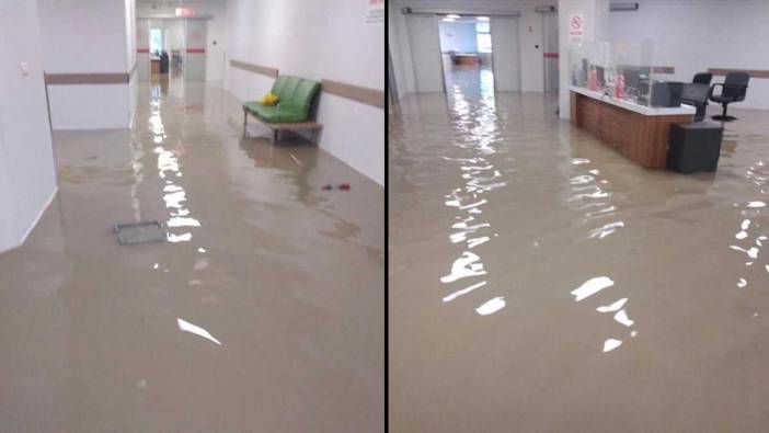 Adana Ceyhan'da sağanak yağış devlet hastanesini vurdu