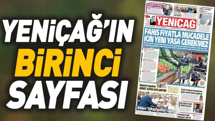 Yeniçağ Gazetesi'nin 1. sayfası