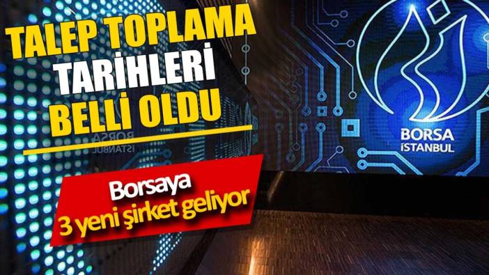 Talep toplama tarihleri belli oldu. Borsaya 3 yeni şirket geliyor