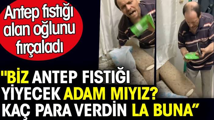 Antep fıstığı alan oğlunu fırçaladı: Antep fıstığı yiyecek adam mıyız? Kaç para verdin la buna?