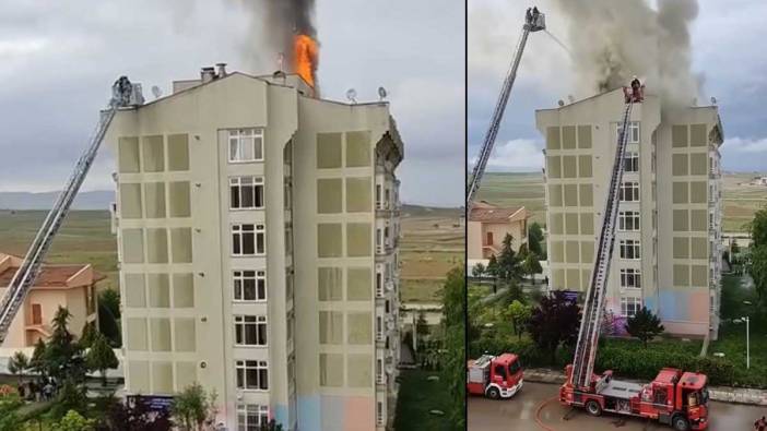 Sincan'da TOKİ konutlarında çıkan yangın korku yarattı. Yangın anı kamerada