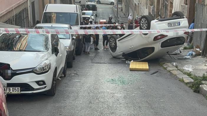 Şişli’de kontrolden çıkan otomobil takla attı