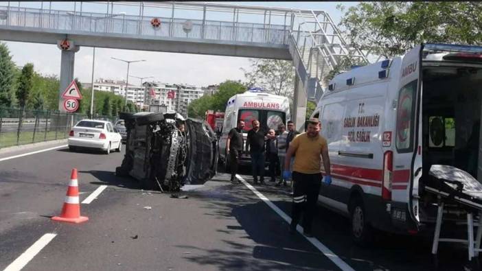 Nevşehir’de kontrolden çıkan otomobil yan yattı