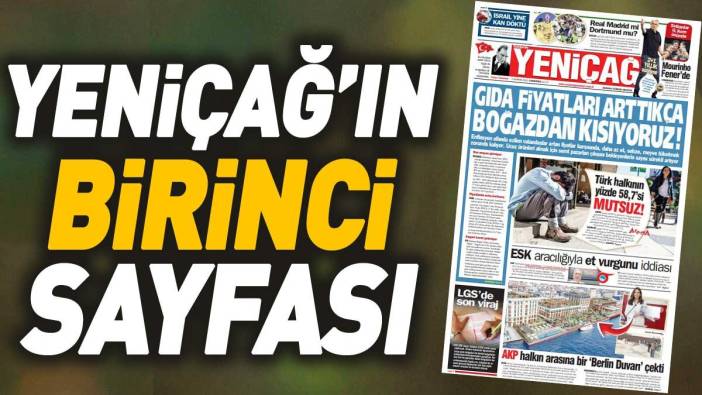 Yeniçağ Gazetesi'nin 1. sayfası (01 Haziran 2024)