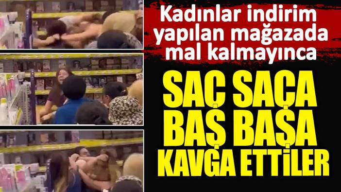 Kadınlar indirim yapılan mağazada mal kalmayınca saç saça baş başa kavga ettiler