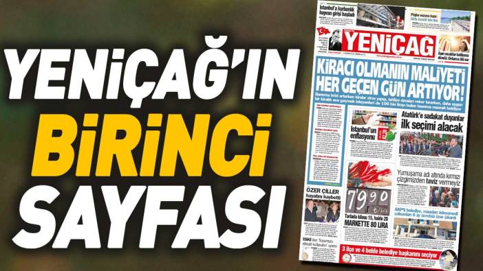 Yeniçağ Gazetesi birinci sayfası