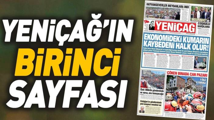 Yeniçağ Gazetesi'nin 1. sayfası (03 Haziran 2024)