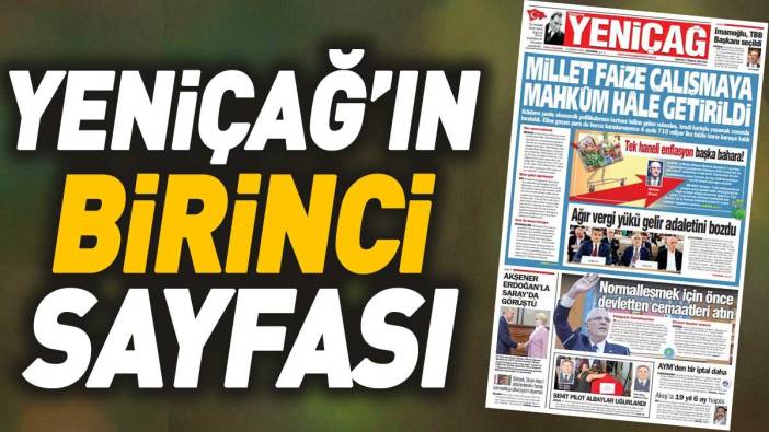 Yeniçağ Gazetesi'nin 1. sayfası