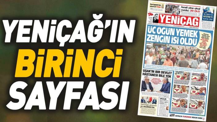 Yeniçağ Gazetesi'nin 1. sayfası