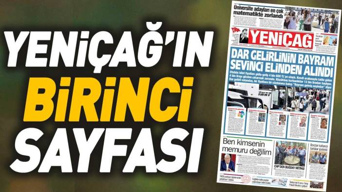 Yeniçağ Gazetesi'nin 1. sayfası