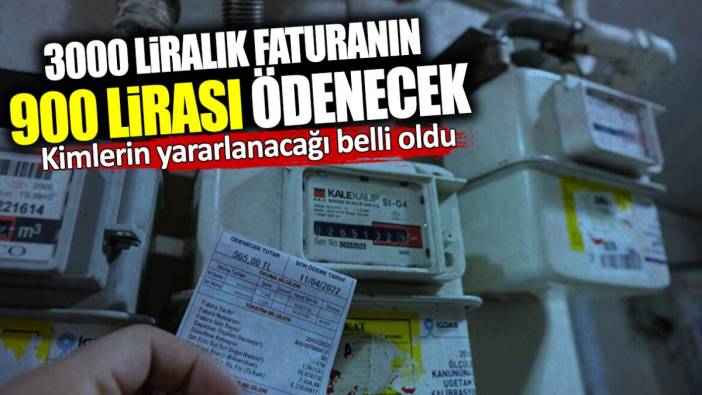 3 bin liralık faturanın 900 lirası ödenecek! Kimlerin yararlanacağı belli oldu