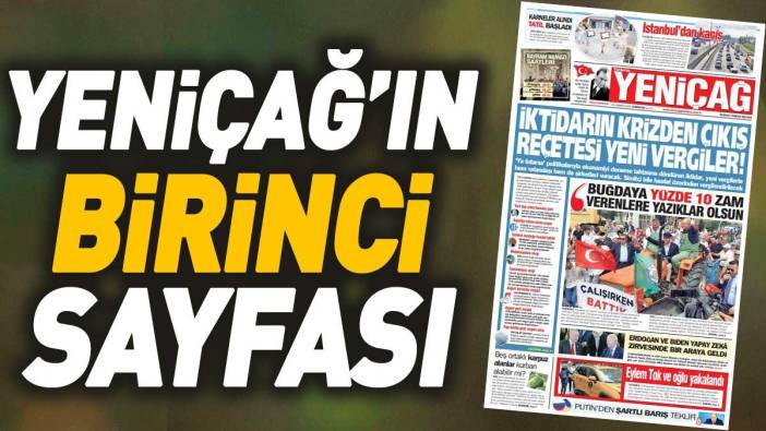 Yeniçağ Gazetesi'nin 1. sayfası (15 Haziran 2024)