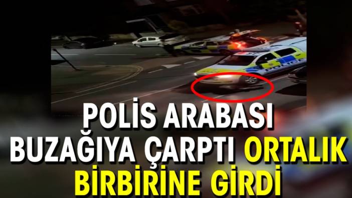 Polis arabası buzağıya çarptı ortalık birbirine girdi