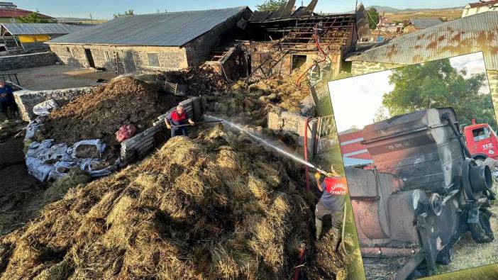 Elazığ'da patozdan sıçrayan alevler, ahır ve samanlığı yaktı