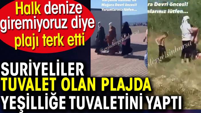 Suriyeliler tuvalet olan plajda yeşilliğe tuvaletini yaptı. Halk denize giremiyoruz diye plajı terk etti