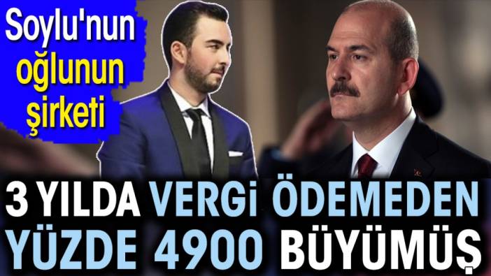 Soylu'nun oğlunun şirketi 3 yılda vergi ödemeden yüzde 4900 büyümüş