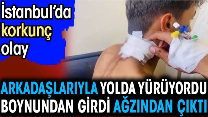 Arkadaşlarıyla yolda yürüyordu boynundan girdi ağzından çıktı. İstanbul’da korkunç olay