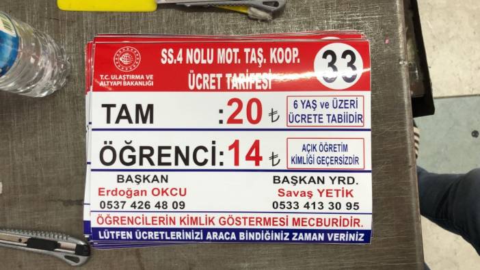 Erbaa'da şehir içi minibüse zam