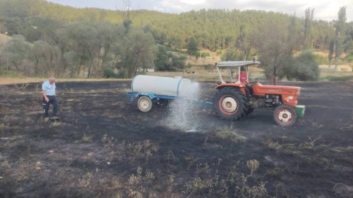 Kitahya'da mangal ateşi araziyi kül etti