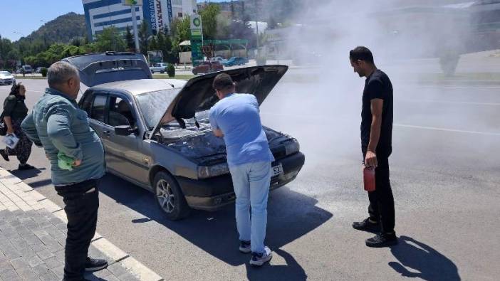 Motor bir anda alev aldı. Sürücü şaştı kaldı