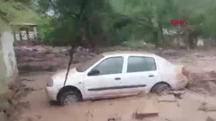 Sel suları otomobili ve traktörü sürükledi