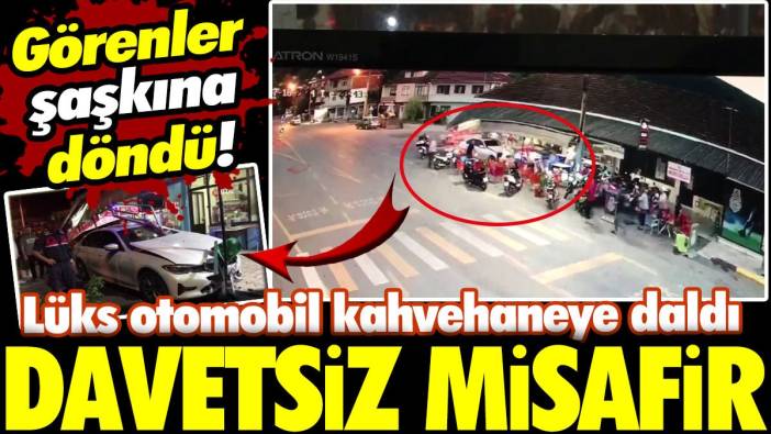 Davetsiz misafir! Lüks otomobil kahvehaneye daldı. Facianın eşiğinden dönüldü