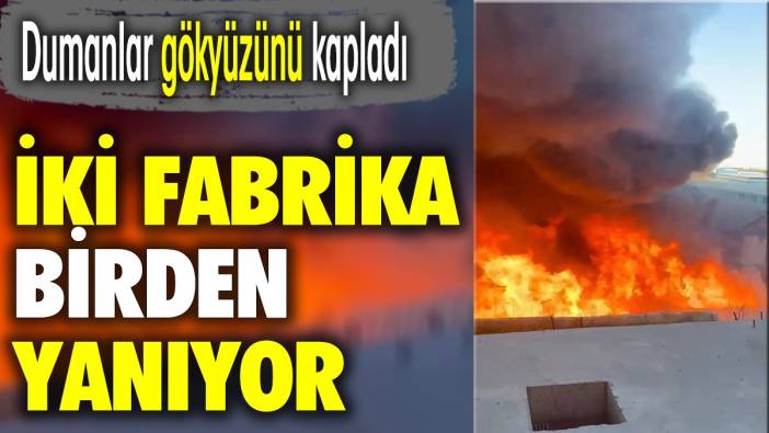 İki fabrika birden yanıyor. Dumanlar gökyüzünü kapladı