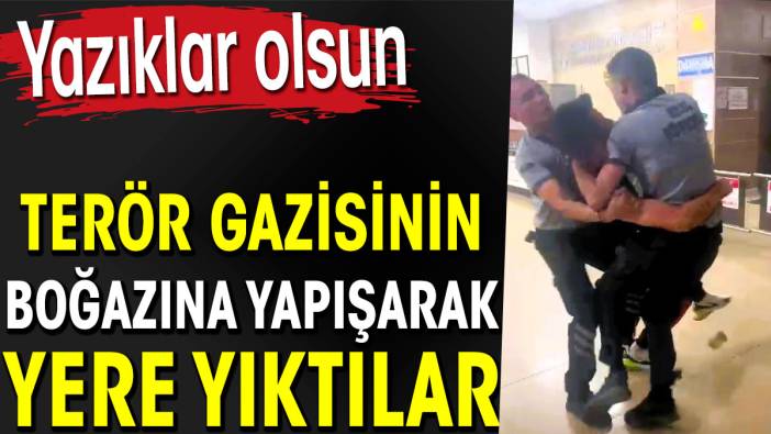 Terör gazisinin boğazına yapışarak yere yıktılar. Yazıklar olsun