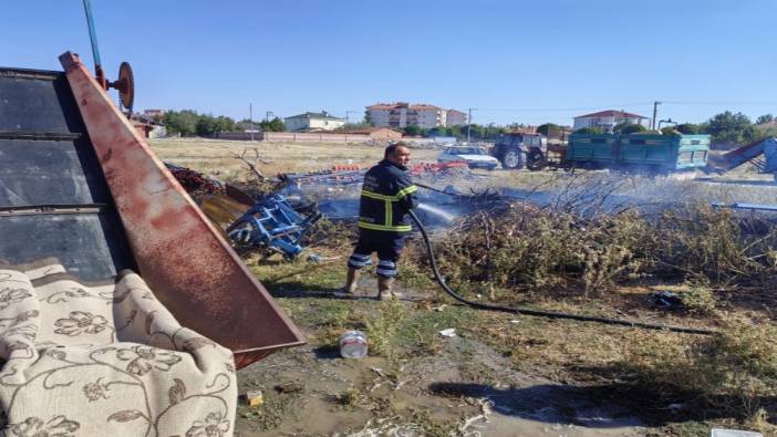 Çorum’un Alaca ilçesinde çocukların çıkardığı yangın söndürüldü