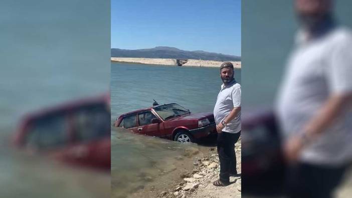 Sürücüsünün el frenini çekmeyi unuttuğu otomobili baraja uçtu