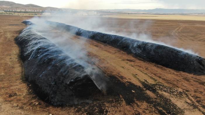 Elazığ'da arazi alev alev yandı. 400 tonluk saman kül oldu