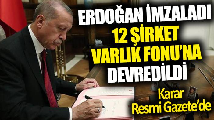 12 şirket için Türkiye Varlık Fonu'na devredildi. Karar Resmi Gazete'de