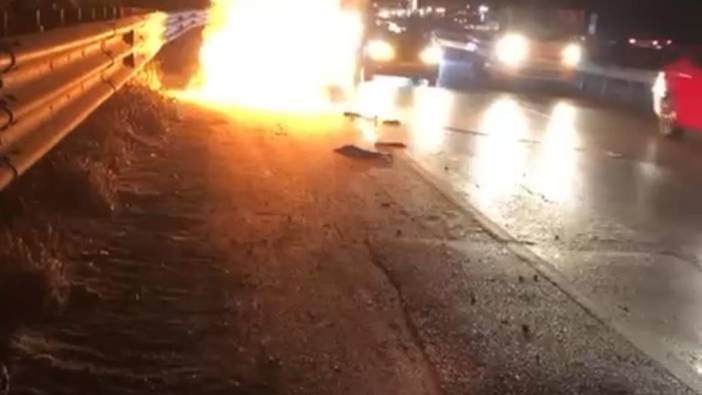 Yol üzerinde bomba gibi patladı