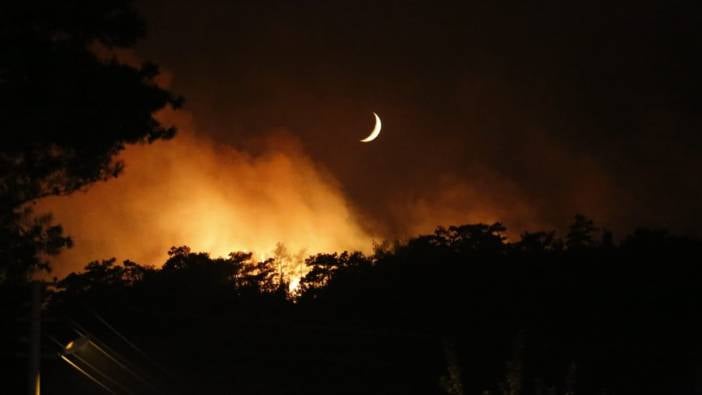 Orman yangınına müdahale bütün gece durmadı. Zamana karşı yarış sürüyor