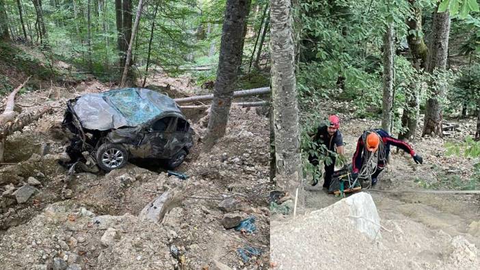 Kiralık otomobille uçuruma yuvarlanarak ölen sürücü takip sistemi sayesinde bulundu