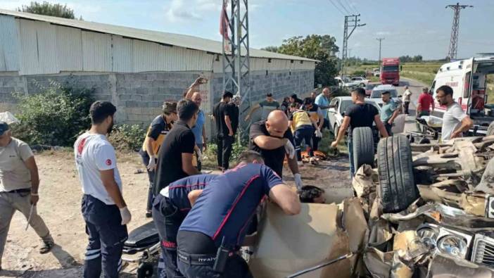 Otomobilin hurdaya döndüğü kazada 7 kişi yaralandı