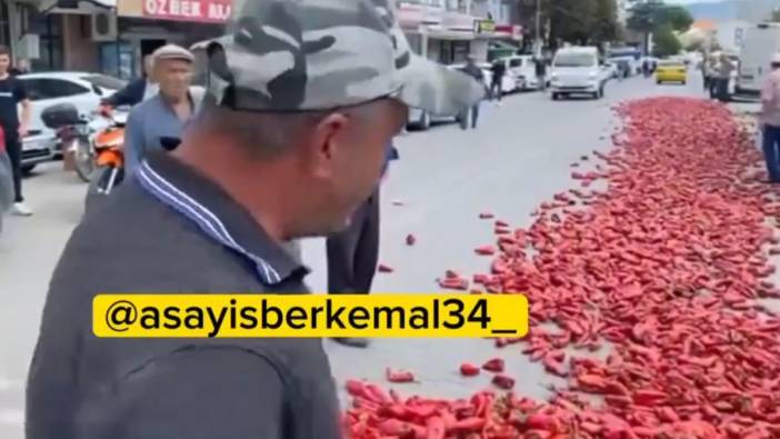 Çanakkaleli çiftçi biberlerini sokağa dökerek isyan etti! Fiyatı yarı yarıya düştü