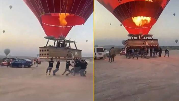 Kapodokya'da sıcak hava balonu otomobil çarptı. Araç havalandı