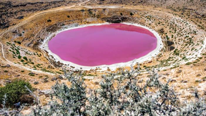 Pembe rengi ile ünlenen göl tamamen kurudu