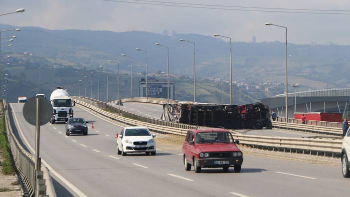 Tır sürücüsünü direksiyon başında arı soktu!  Tır devrildikten sonra 50 metre sürüklendi