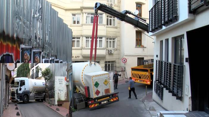 Beyoğlu'nda Tır dar sokakta takıldı! Yol 3 saat trafiğe kapalı kaldı