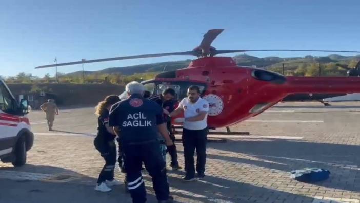 Dağda düşen kadına hava ambulansı