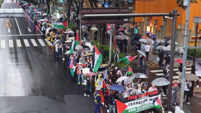 İsrail'in Gazze'deki katliamı Japonya'da protesto edildi