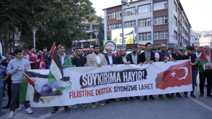 Gazze işgalinin 1. yıl dönümünde Gümüşhane'de protesto