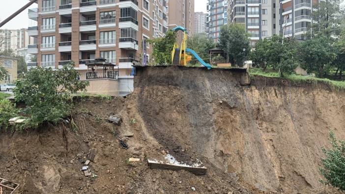 Rize’de, heyelan! Sitenin istinat duvarı çöktü