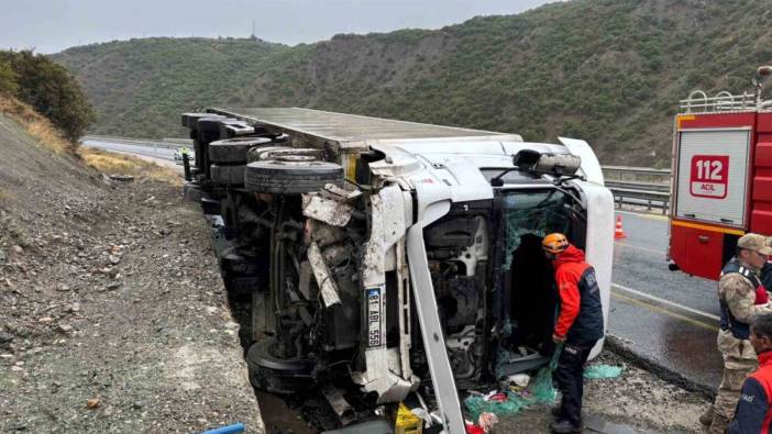 Erzincan'da kasası üzüm dolu tır devrildi